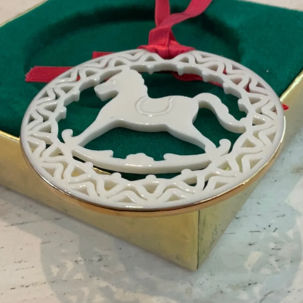 Lenox Rocking Horse 24K Gold Yuletide Christmas Ornament 24 Karat 1985 Vintage